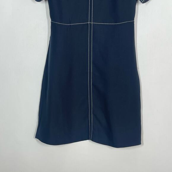 Banana Republic A-Line Dress Womens Size 0 Navy Blue Tonal Stitched Short Sleeve - Picture 5 of 10